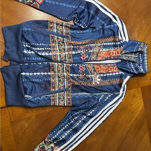 Adidas Blue Multicolor Patterned Top